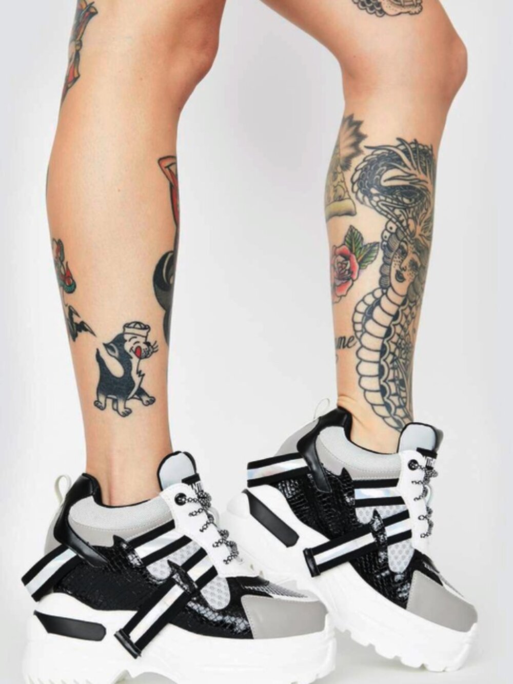 ANTHONY WANG Chunky Platform Sneakers Oval 04 Black Deadly Strike Dolls Kill 8.5
